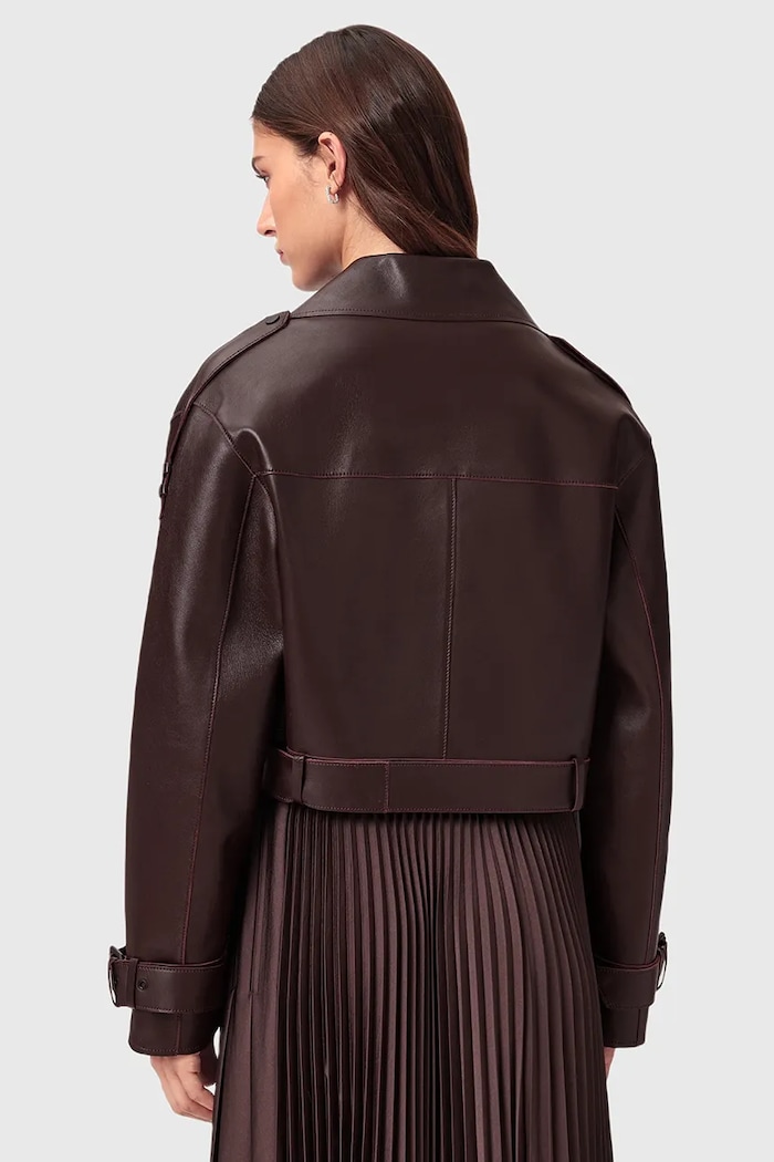 Δερμάτινο μπουφάν AllSaints OPHELIA μπορντό W045LB