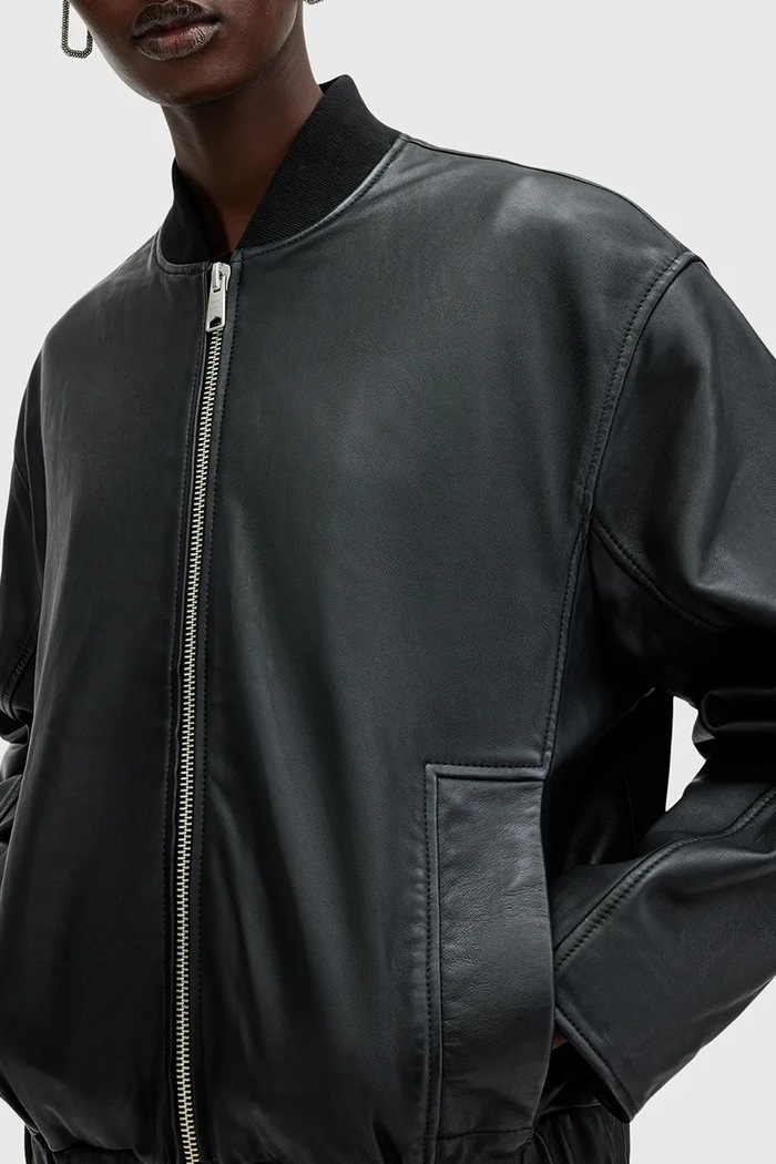AllSaints Δερμάτινο μπουφάν bomber AllSaints YARA W074LB μαύρο SS25