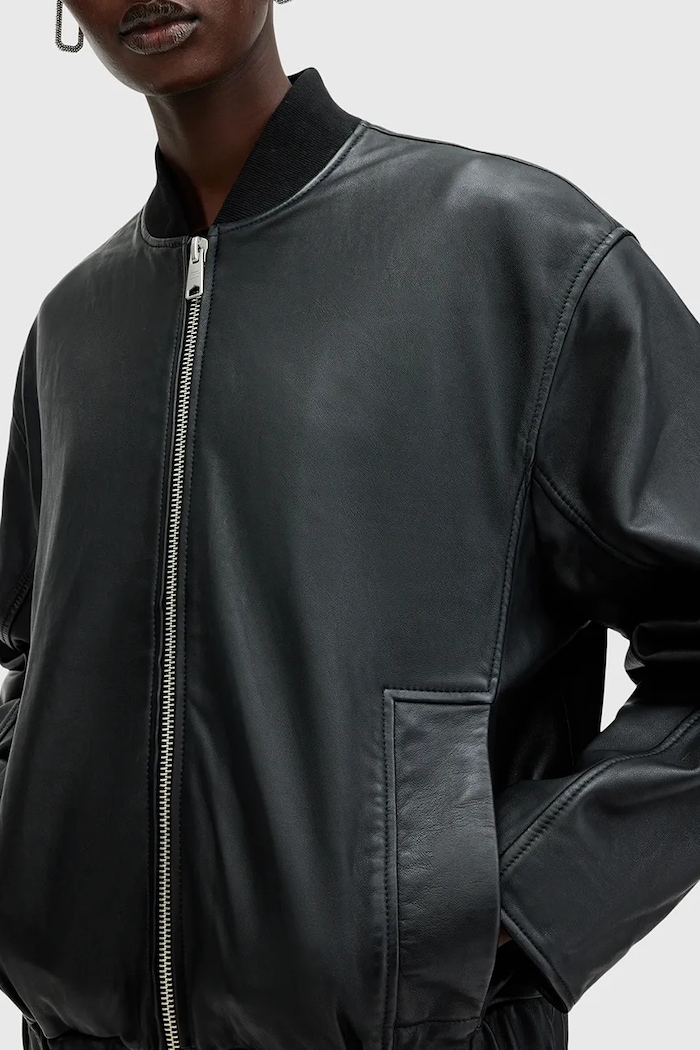 AllSaints Δερμάτινο μπουφάν bomber AllSaints YARA W074LB μαύρο SS25
