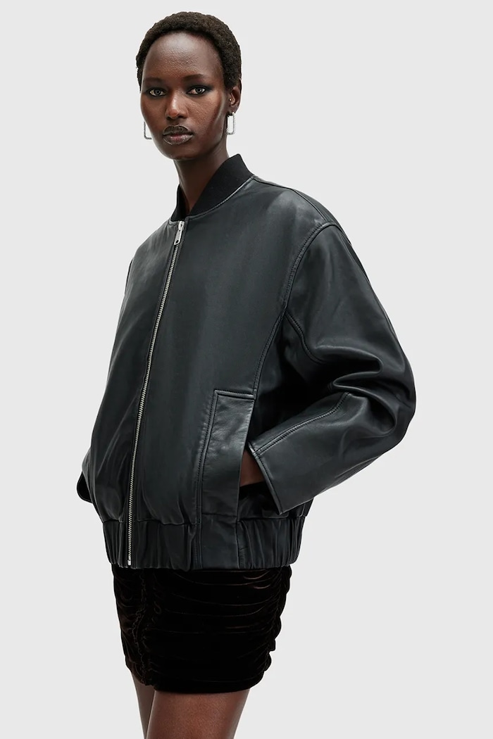 Ρούχα AllSaints Δερμάτινο μπουφάν bomber AllSaints YARA W074LB μαύρο