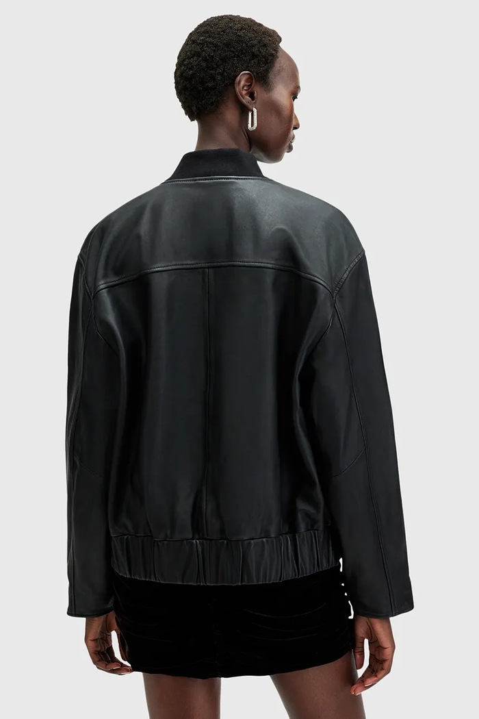 Δερμάτινο μπουφάν bomber AllSaints YARA AllSaints W074LB μαύρο
