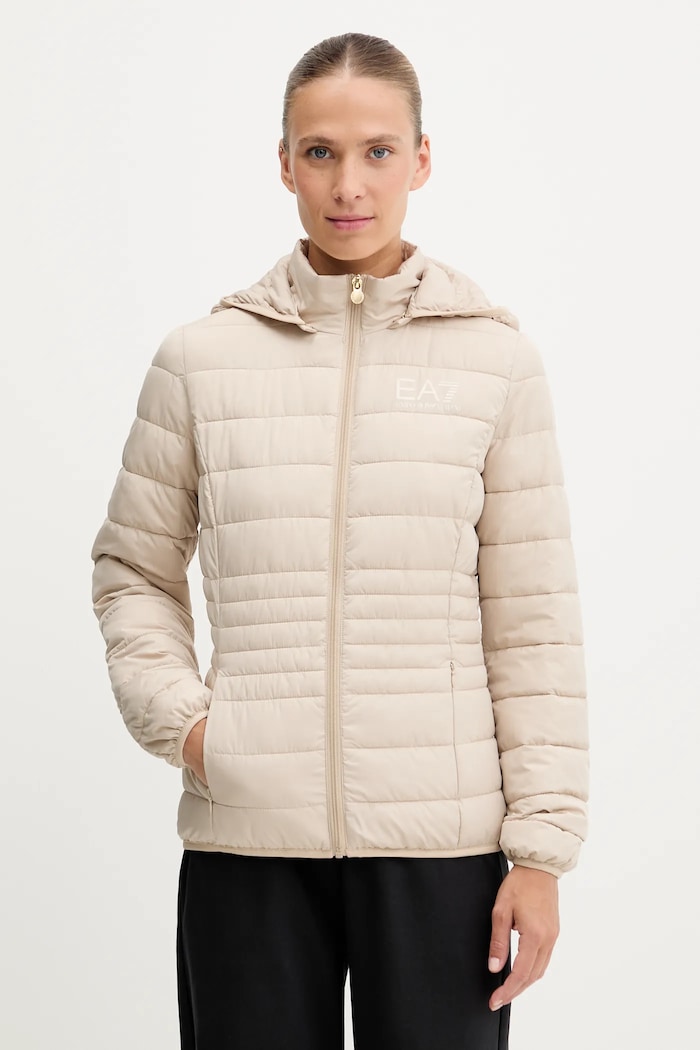 EA7 Emporio Armani bunda dámska jemné zateplenie béžová TNF8Z.8NTB23