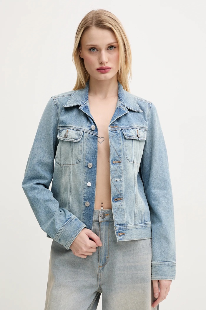 Rifľová bunda MM6 Maison Margiela bez kapucne modrá S52AM0316.M30019