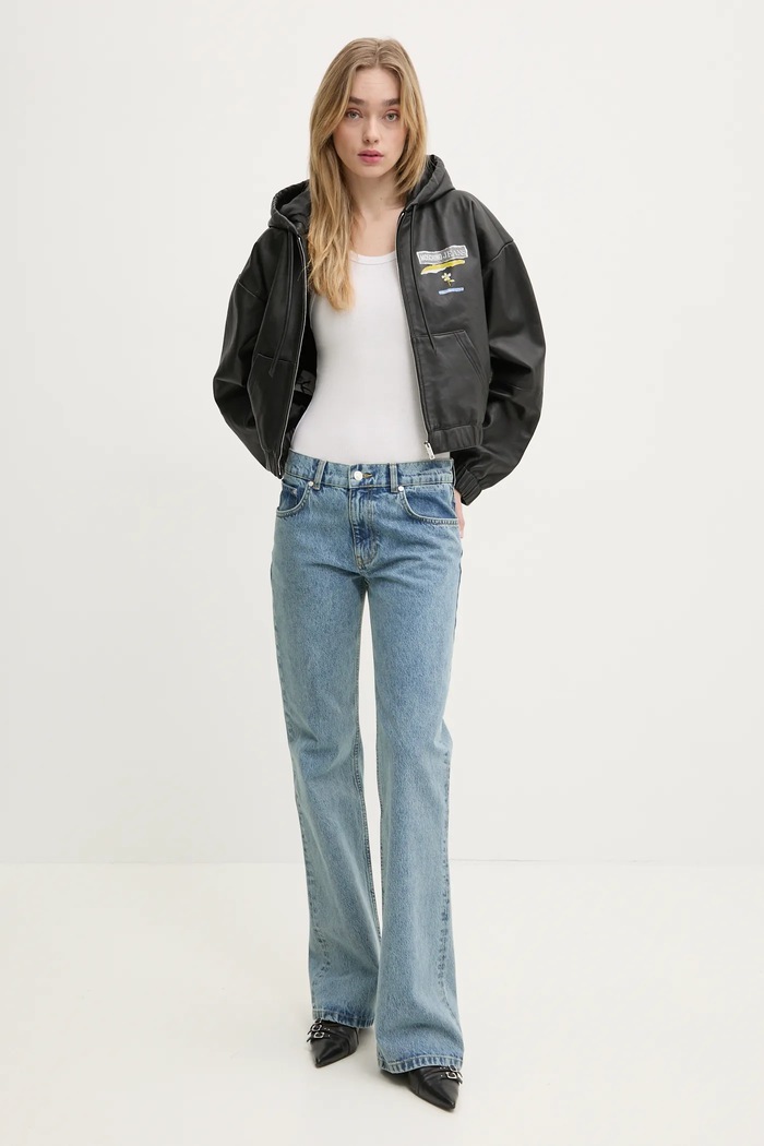 Kožená bunda Moschino Jeans 3707.3216 černá SS25