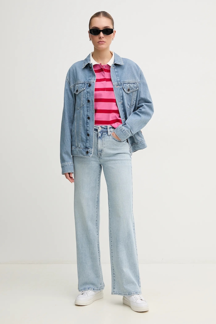 Rifľová bunda Pepe Jeans BOYFRIEND JACKET PL402390IA4 modrá SS25