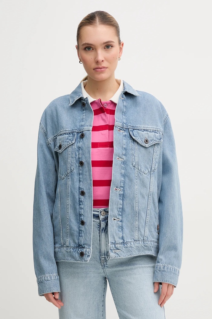 Rifľová bunda Pepe Jeans BOYFRIEND JACKET modrá PL402390IA4