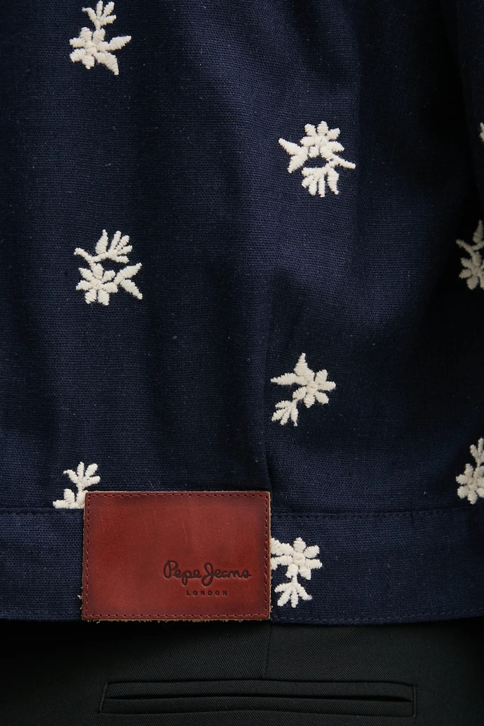 Pepe Jeans kurtka z domieszką lnu GEORGINA PL402529 granatowy