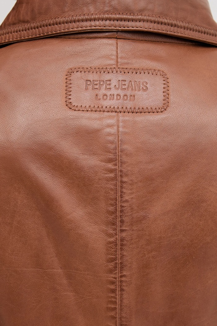 Pepe Jeans kurtka skórzana HILLARY PL402542 brązowy