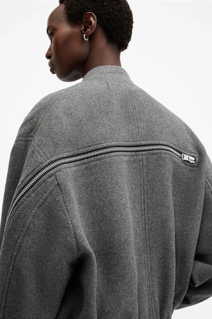 AllSaints jachetă bomber din amestec de lână HACKNEY gri W012OB