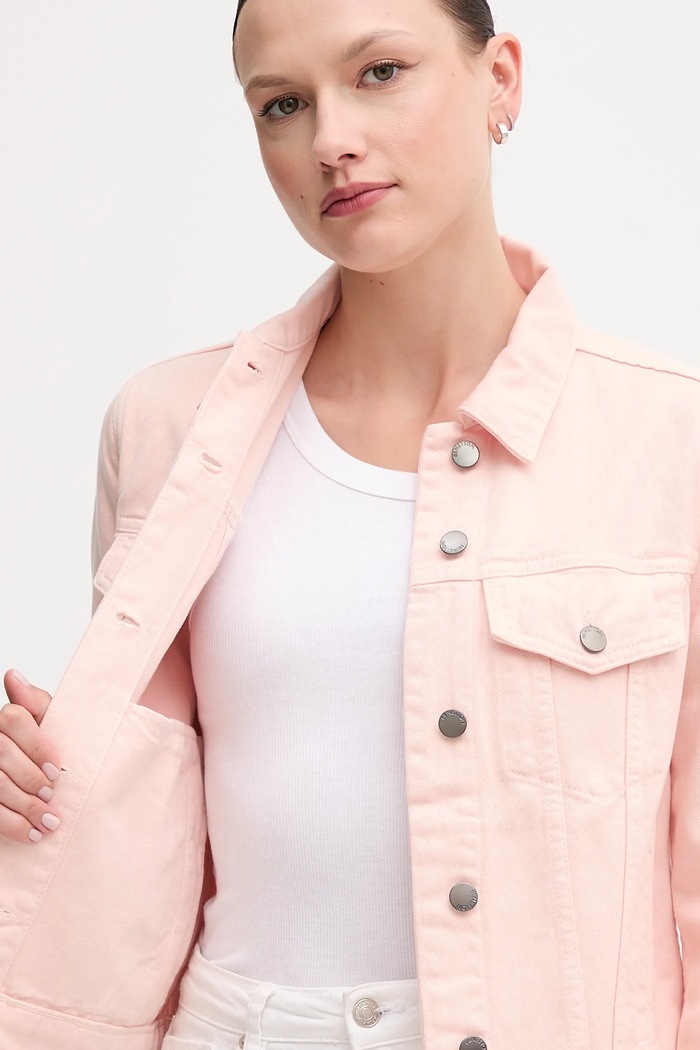 Bavlněná džínová bunda United Colors of Benetton 2RZVDN00N růžová