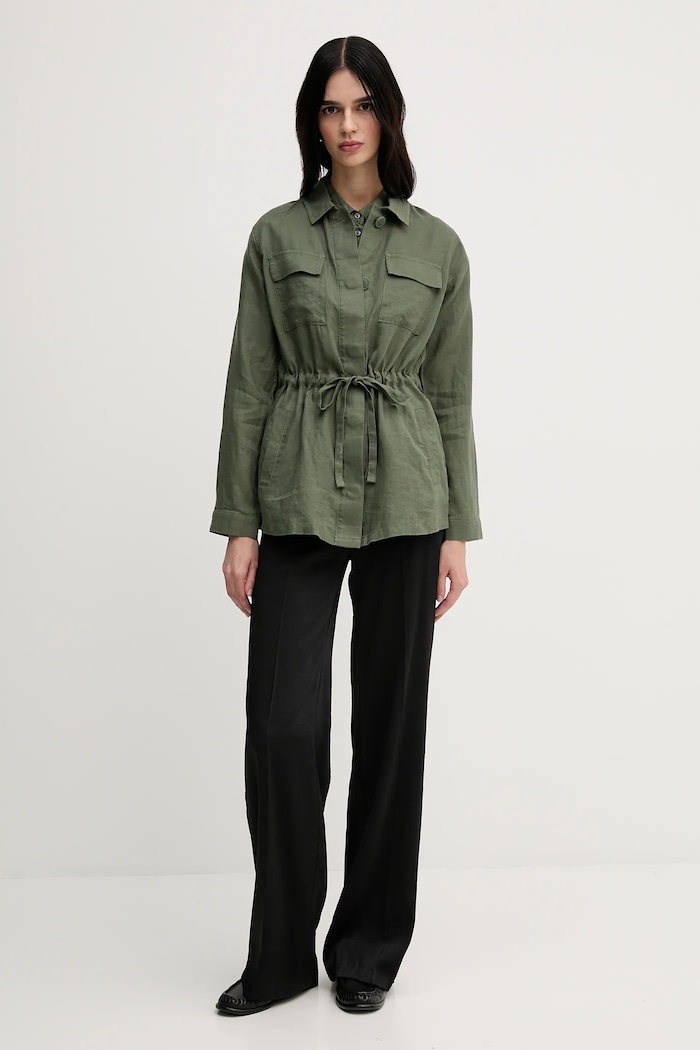 United Colors of Benetton kurtka lniana 2AGHDN07Q zielony SS25