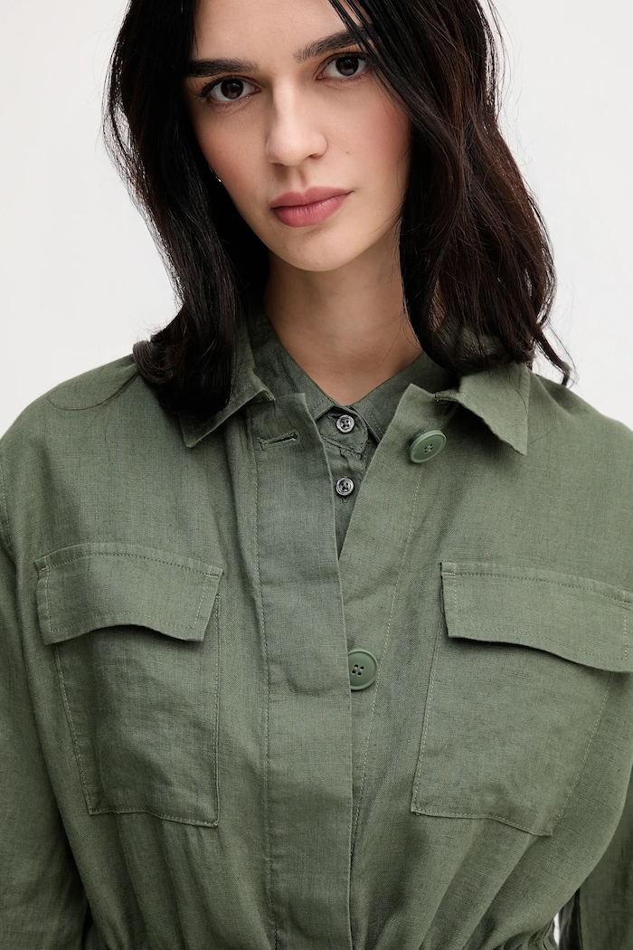 United Colors of Benetton kurtka lniana zielony 2AGHDN07Q