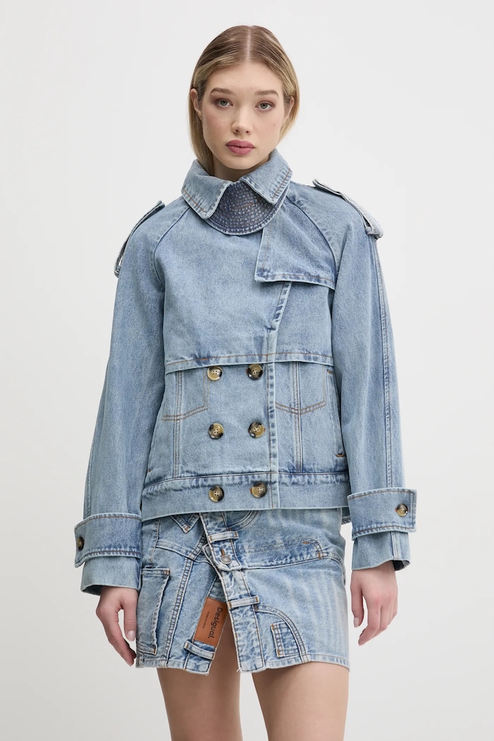 Desigual trencz jeansowy ONTARIO niebieski 25SWED57