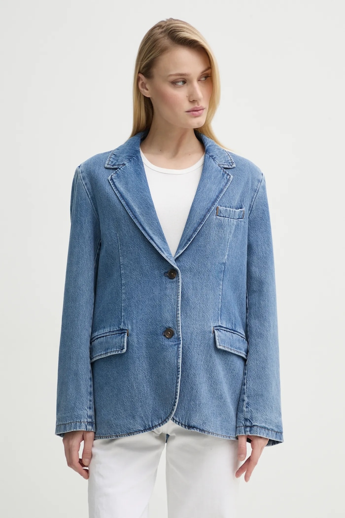 Levi's marynarka jeansowa STELLA RELAXED BLAZER tkanina niebieski 001FX