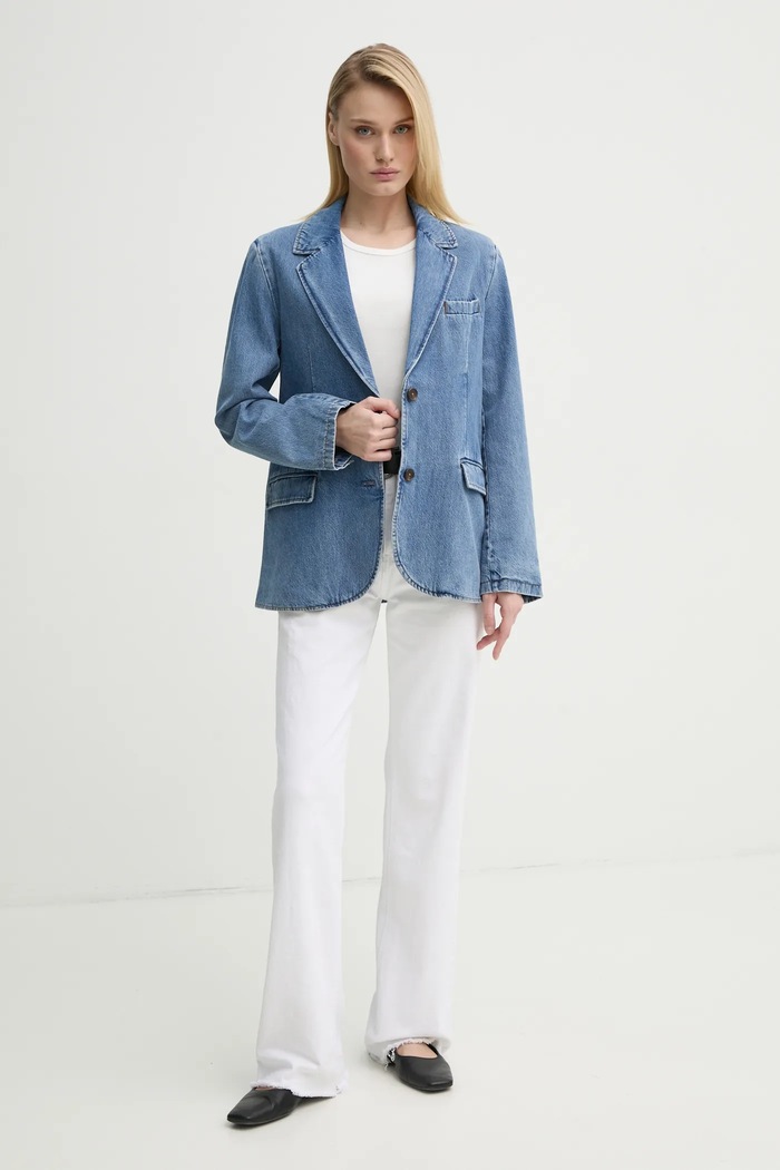 Levi's marynarka jeansowa STELLA RELAXED BLAZER 001FX niebieski SS25
