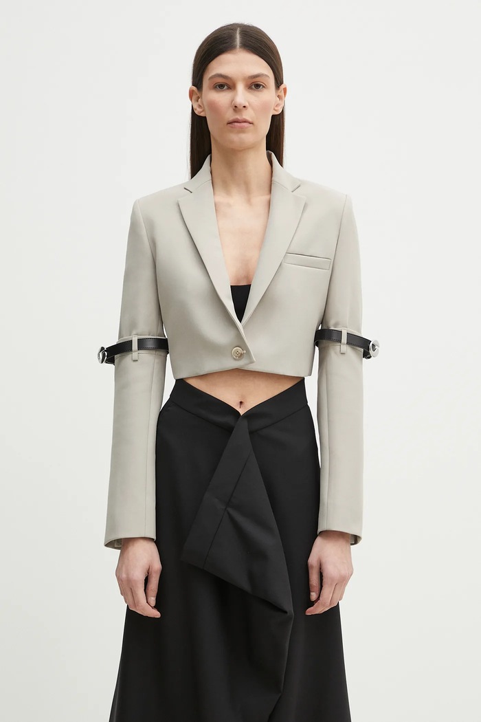 Coperni giacca Hybrid Cropped Tailored tessuto beige COPV74F3004