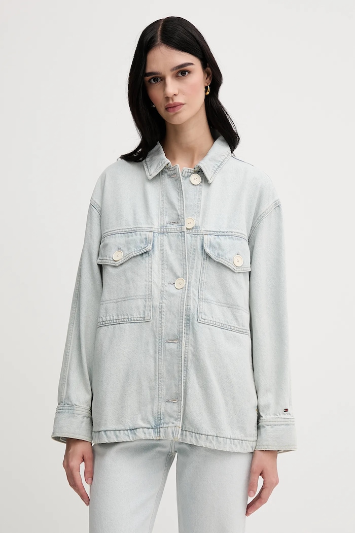 Rifľová bunda Tommy Hilfiger bez kapucne modrá WW0WW44410