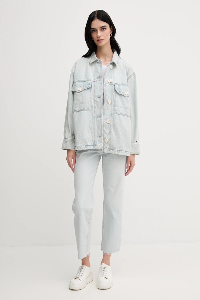 Rifľová bunda Tommy Hilfiger WW0WW44410 modrá SS25