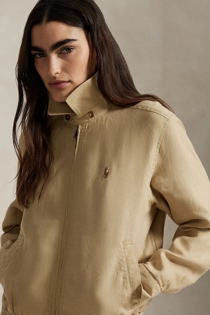 Lněná bunda Polo Ralph Lauren béžová 211938915