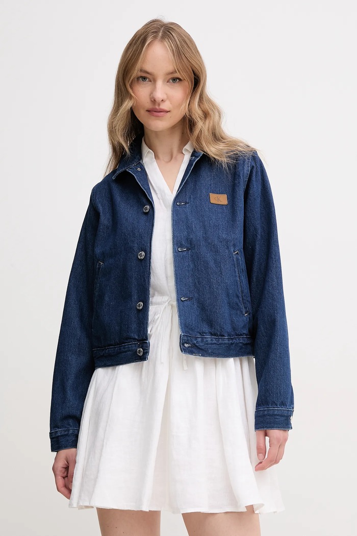 Calvin Klein Jeans Bavlněná džínová bunda Calvin Klein Jeans námořnická modř J20J225180