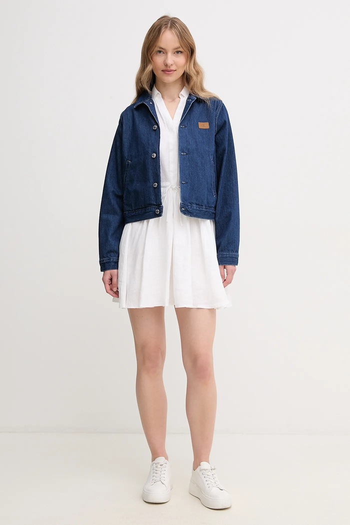 Calvin Klein Jeans Bavlněná džínová bunda Calvin Klein Jeans J20J225180 námořnická modř SS25
