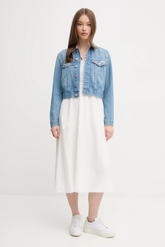 Calvin Klein Jeans kurtka jeansowa J20J225184 niebieski SS25