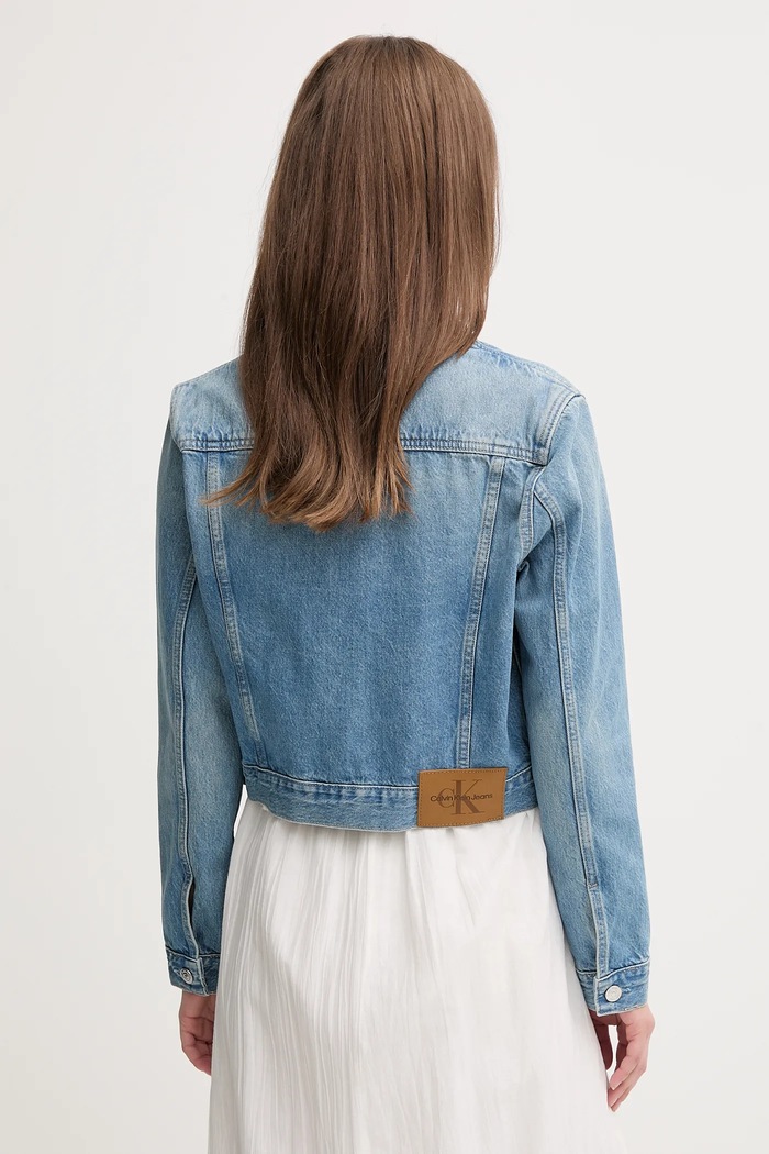 Odzież Calvin Klein Jeans kurtka jeansowa J20J225184 niebieski