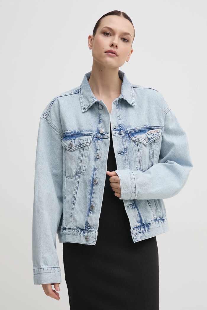 Calvin Klein Jeans geaca jeans necaptusit albastru J20J225186