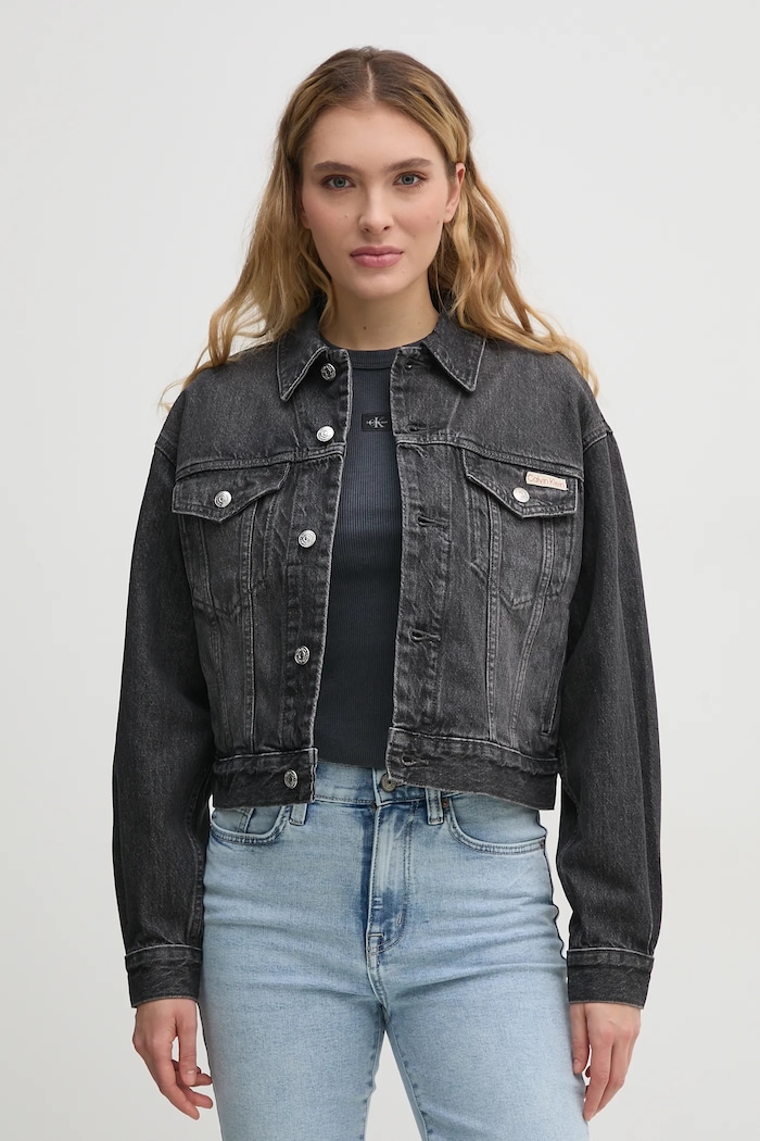 Bunda Calvin Klein Jeans bez kapucne sivá LV047B741G