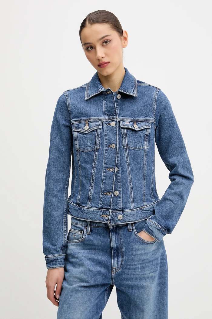Tommy Jeans geacă din denim necaptusit albastru DW0DW20120