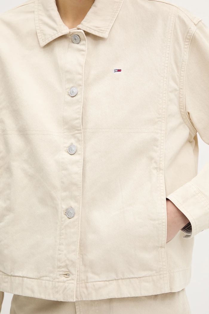 Tommy Jeans pamut kabát bézs DW0DW20230