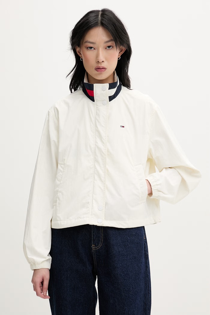 Tommy Jeans přechodová bunda dámská béžová DW0DW20439