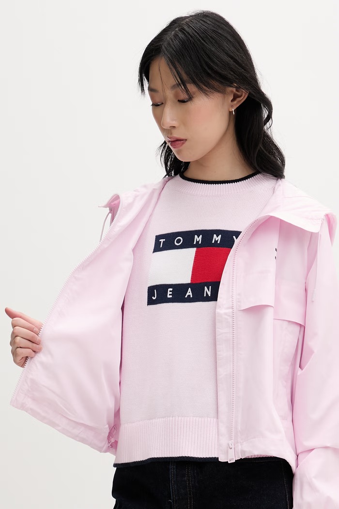 Tommy Jeans μεταβατικό μπουφάν γυναικείο DW0DW20672 ροζ