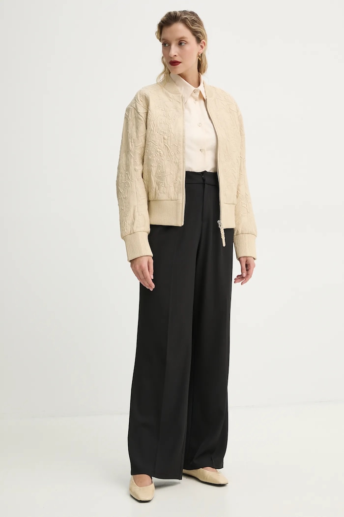 Kožená bunda bomber MUNTHE FERRIL 251151525105 béžová SS25