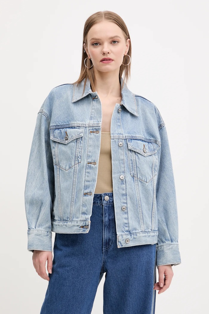 Abercrombie & Fitch Kurtka bawełniana niebieski KI144.5030.211