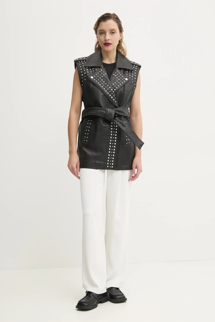 Bruuns Bazaar vesta din piele BBW4350 negru SS25