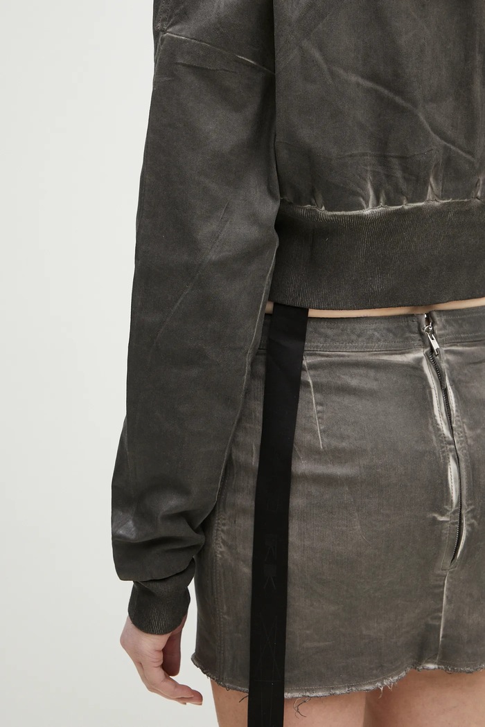 Rick Owens kurtka bomber Flight Jacket Cropped szary DS01E3719.SCF