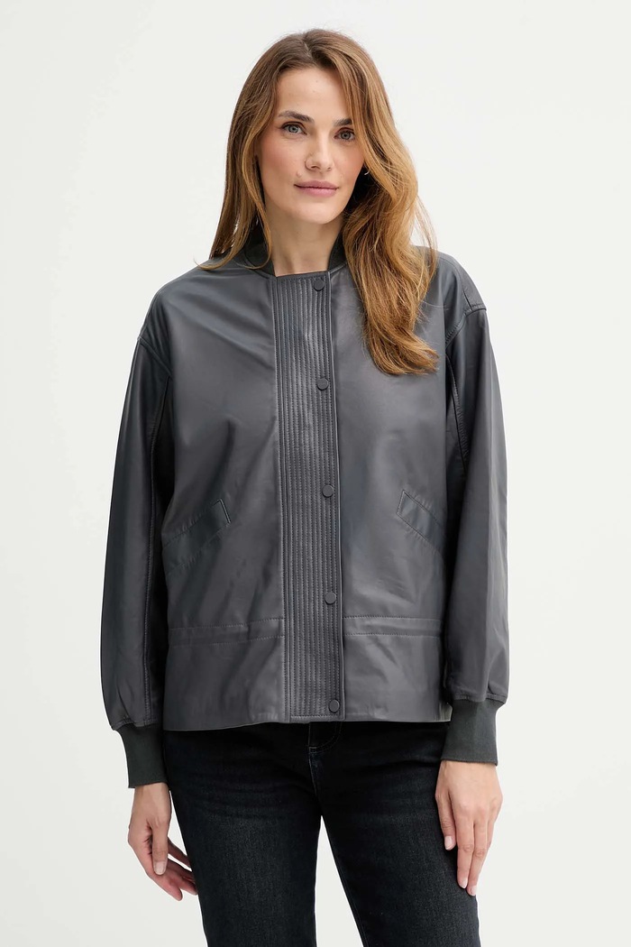 Kožená bunda AllSaints SOFI šedá W126LB