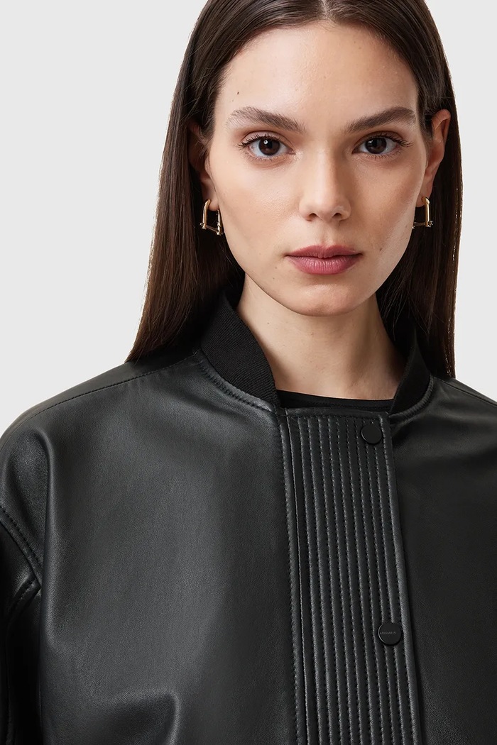 AllSaints kurtka skórzana SOFI W126LB czarny AW25