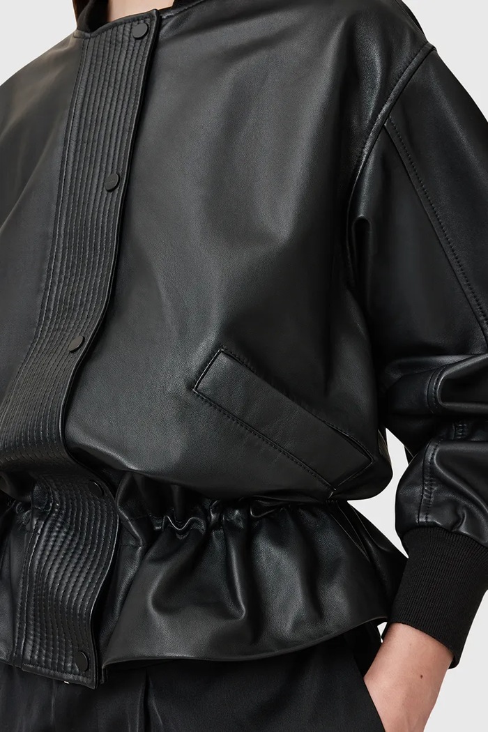 Odzież AllSaints kurtka skórzana SOFI W126LB czarny