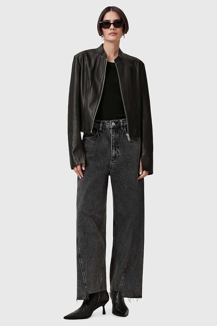 Δερμάτινο μπουφάν AllSaints SADLER W139LB μαύρο