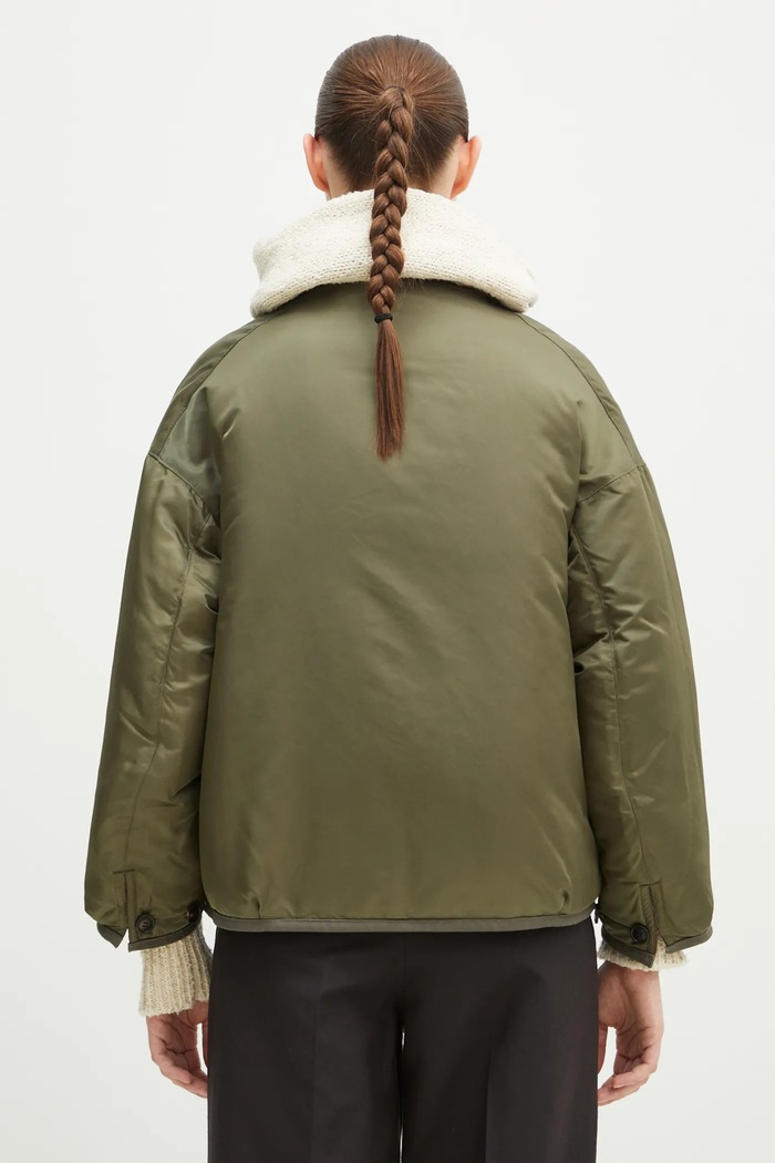 Visvim kurtka puchowa dwustronna z domieszką wełny Liner Jkt Jacquard Blanket 325105013006 zielony