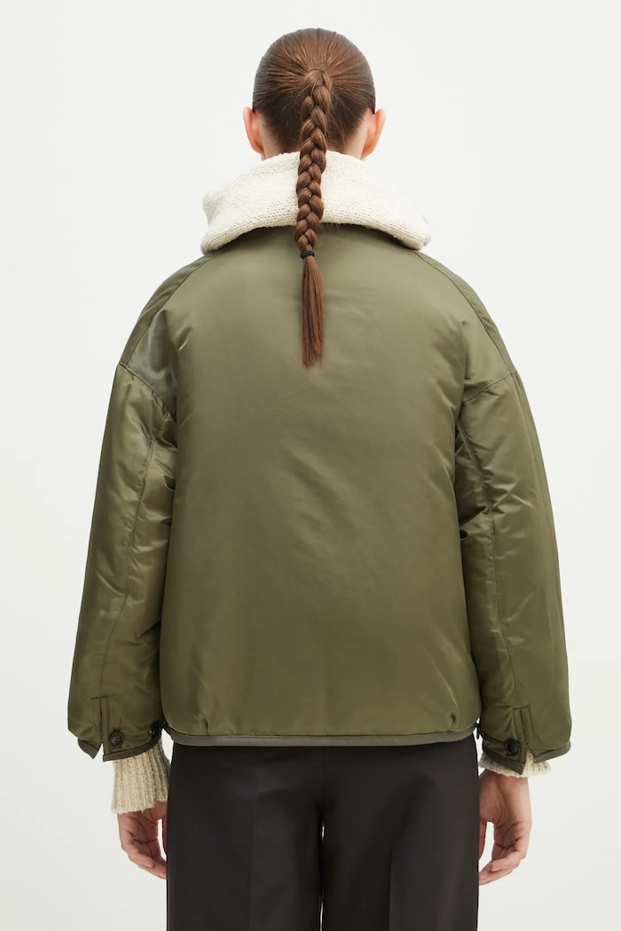 Visvim kurtka puchowa dwustronna z domieszką wełny Liner Jkt Jacquard Blanket 325105013006 zielony