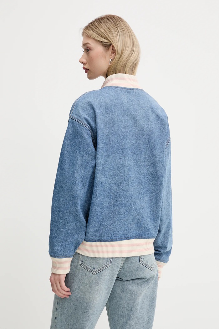 Ρούχα Τζιν μπουφάν bomber Guess Jeans W5GN75.D5M4A μπλε