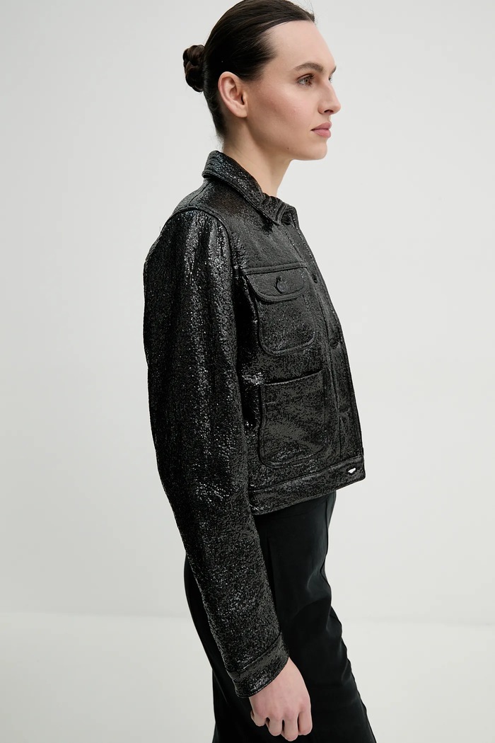 The Kooples kurtka czarny FBLO30018K