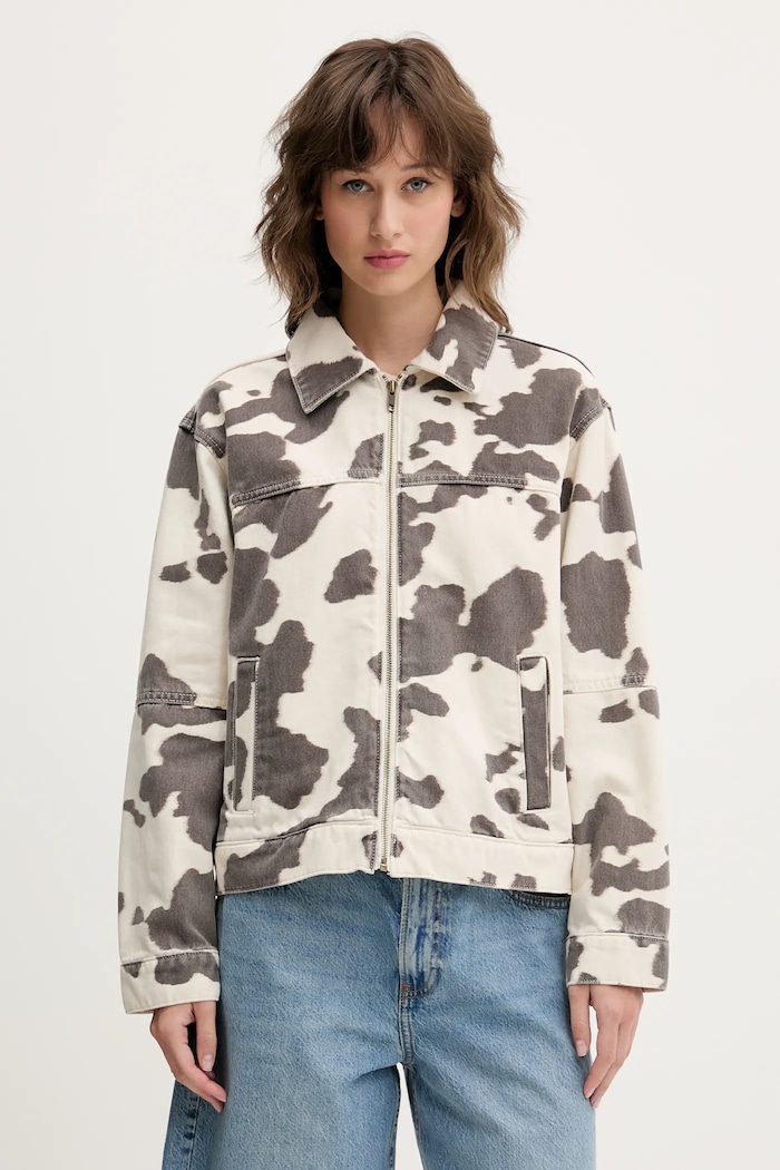 Abercrombie & Fitch kurtka jeansowa bez kaptura beżowy KI144.5121.149