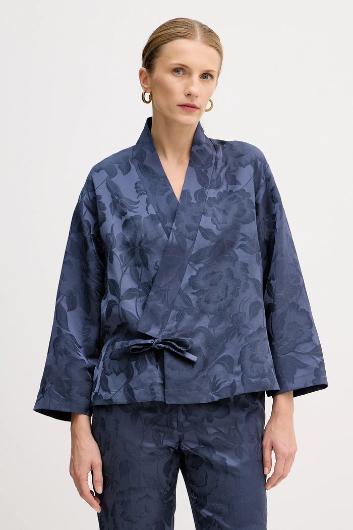 Kenzo marynarka z domieszką lnu tkanina niebieski FF52VE0329JG.67