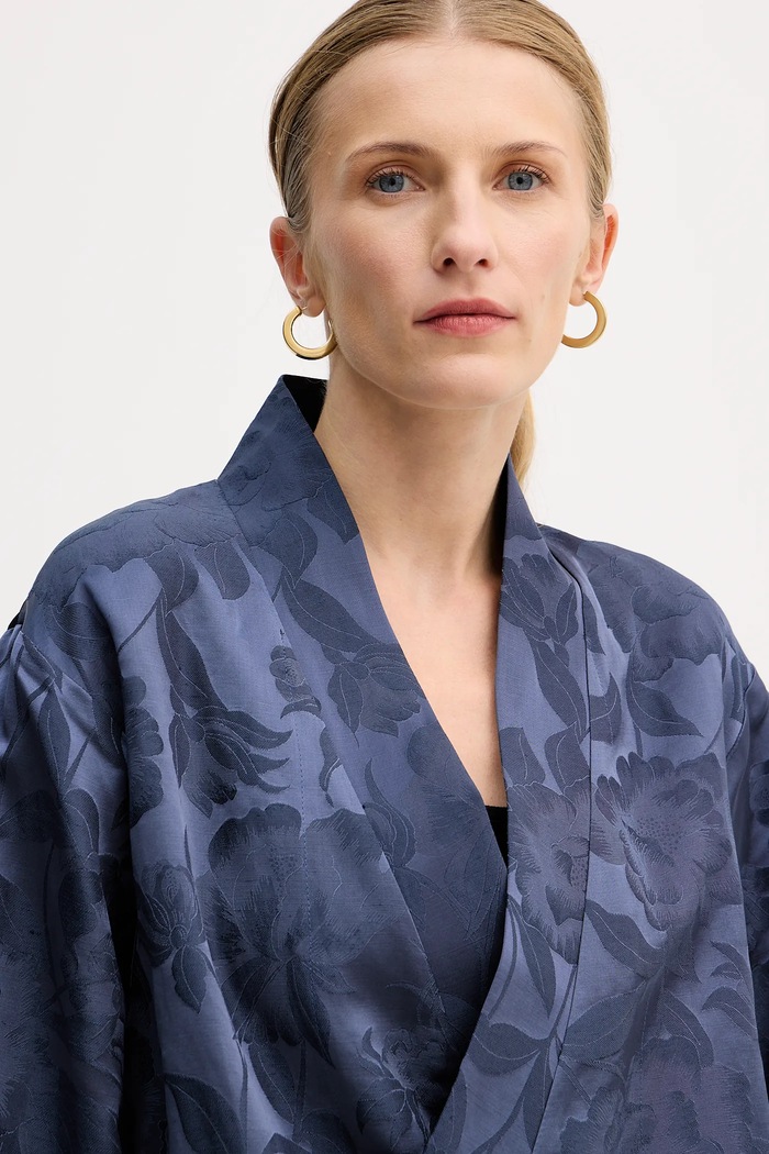 Kenzo marynarka z domieszką lnu niebieski FF52VE0329JG.67