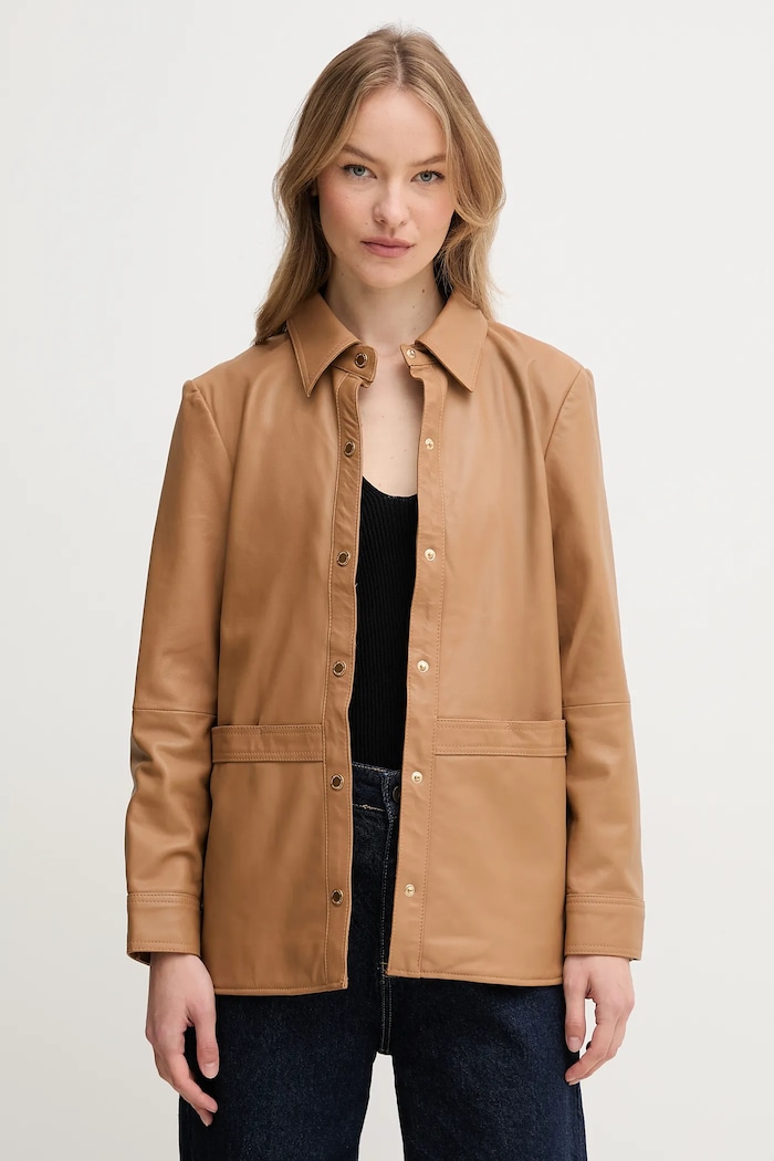 Pedro del Hierro giacca in pelle non isolato marrone 5499140