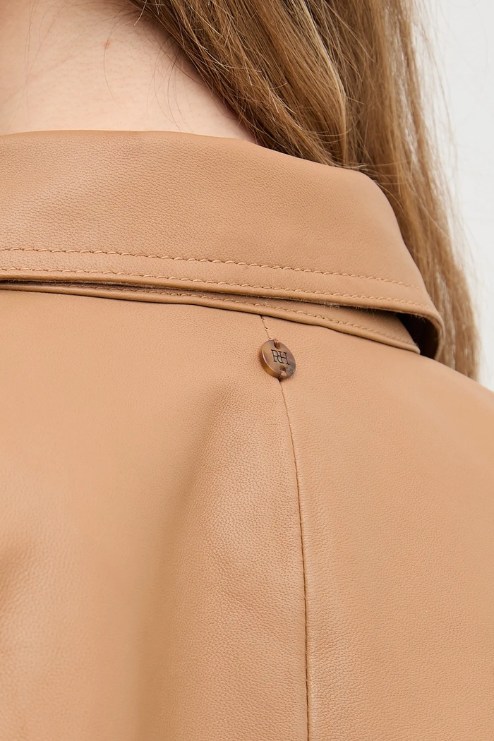 Pedro del Hierro giacca in pelle marrone 5499140